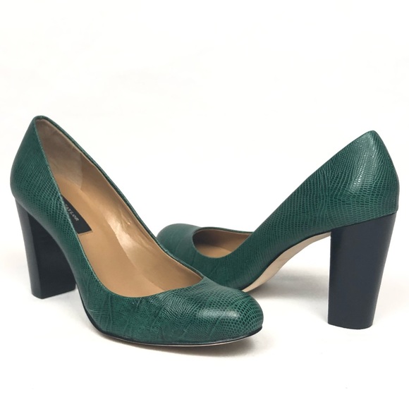 hunter green block heels